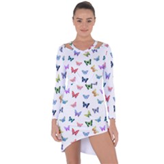 Cute Bright Butterflies Hover In The Air Asymmetric Cut-out Shift Dress by SychEva