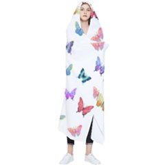 Cute Bright Butterflies Hover In The Air Wearable Blanket by SychEva