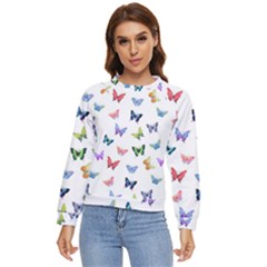 Cute Bright Butterflies Hover In The Air Women s Long Sleeve Raglan Tee