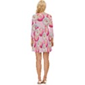 Pink And White Donuts Long Sleeve Babydoll Dress View4