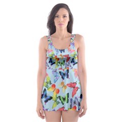 Beautiful Bright Butterflies Are Flying Skater Dress Swimsuit by SychEva