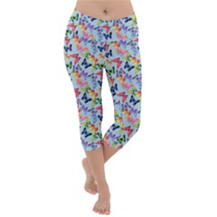 Beautiful Bright Butterflies Are Flying Lightweight Velour Capri Yoga Leggings by SychEva