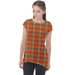 Retro Mod Mad Plaid Cap Sleeve High Low Top