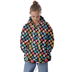 Multicolored Donuts On A Black Background Kids  Oversized Hoodie