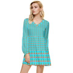 Small Dragonet Tiered Long Sleeve Mini Dress