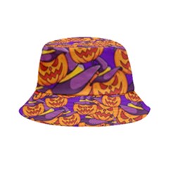 Purple And Orange Pumpkins, Crazy Halloween Pattern, Jack O  Lantern Inside Out Bucket Hat by Casemiro