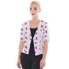 Bullfinches Sit On Branches Cropped Button Cardigan by SychEva