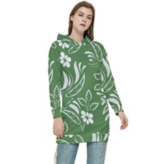 Folk Flowers Pattern Floral Surface Design Seamless Pattern Women s Long Oversized Pullover Hoodie by Eskimos