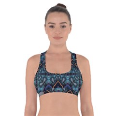 Blue Pattern Cross Back Sports Bra