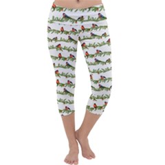 Bullfinches On The Branches Capri Yoga Leggings by SychEva