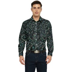 Emerald Distortion Men s Long Sleeve Pocket Shirt  by MRNStudios