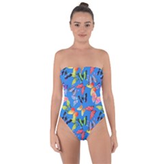 Bright Butterflies Circle In The Air Tie Back One Piece Swimsuit by SychEva