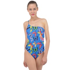 Bright Butterflies Circle In The Air Classic One Shoulder Swimsuit by SychEva