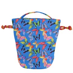 Bright Butterflies Circle In The Air Drawstring Bucket Bag by SychEva