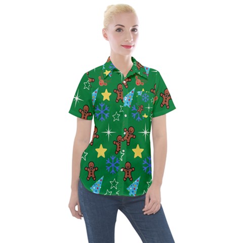 Gingy Green Women s Short Sleeve Pocket Shirt by NerdySparkleGoth