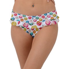 Multicolored Sweet Donuts Frill Bikini Bottom by SychEva