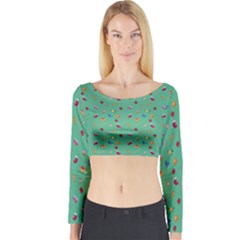 Christmas Elements For The Holiday Long Sleeve Crop Top by SychEva