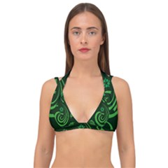 Folk Flowers Print Floral Pattern Ethnic Art Double Strap Halter Bikini Top by Eskimos