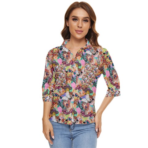 Retro Color Women s Quarter Sleeve Pocket Shirt by Sparkle