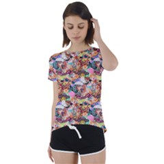 Retro Color Short Sleeve Foldover Tee by Sparkle