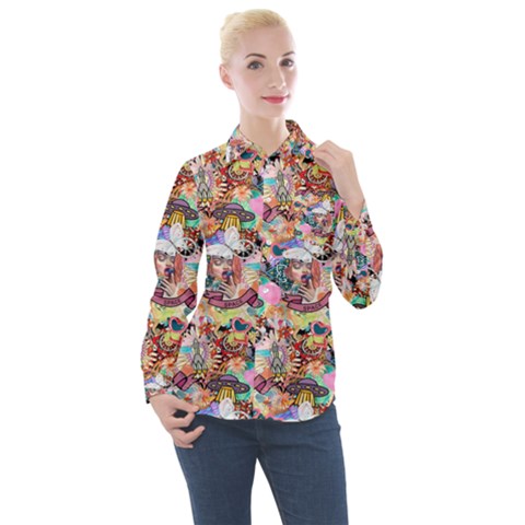 Retro Color Women s Long Sleeve Pocket Shirt by Sparkle