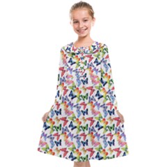 Multicolored Butterflies Kids  Midi Sailor Dress by SychEva