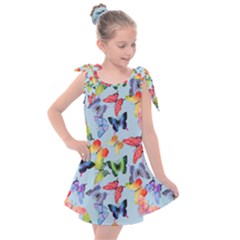 Watercolor Butterflies Kids  Tie Up Tunic Dress by SychEva