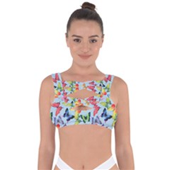 Watercolor Butterflies Bandaged Up Bikini Top by SychEva