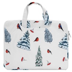 Christmas Trees And Bullfinches Macbook Pro Double Pocket Laptop Bag by SychEva