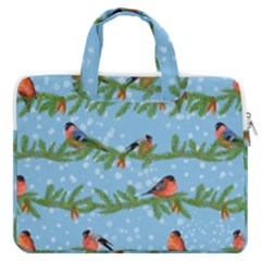 Bullfinches On Spruce Branches Macbook Pro Double Pocket Laptop Bag by SychEva