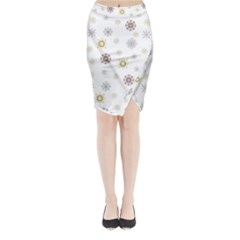 Magic Snowflakes Midi Wrap Pencil Skirt by SychEva