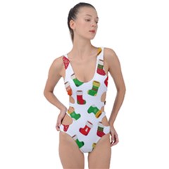 Christmas Socks  Side Cut Out Swimsuit by SychEva