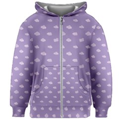 Pink Clouds On Purple Background Kids  Zipper Hoodie Without Drawstring by SychEva