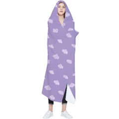 Pink Clouds On Purple Background Wearable Blanket by SychEva