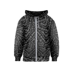 Black And White Modern Intricate Ornate Pattern Kids  Zipper Hoodie by dflcprintsclothing