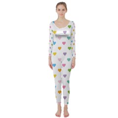 Small Multicolored Hearts Long Sleeve Catsuit by SychEva