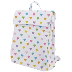 Small Multicolored Hearts Flap Top Backpack by SychEva