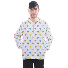 Small Multicolored Hearts Men s Half Zip Pullover by SychEva