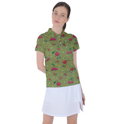 Red Cherries Athletes Women s Polo Tee by SychEva