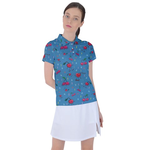 Red Cherries Athletes Women s Polo Tee by SychEva