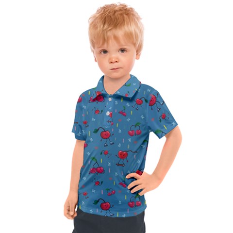 Red Cherries Athletes Kids  Polo Tee by SychEva