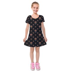 Funny Ugly Bird Drawing Print Pattern Kids  Short Sleeve Velvet Dress by dflcprintsclothing