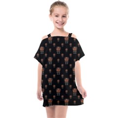 Funny Ugly Bird Drawing Print Pattern Kids  One Piece Chiffon Dress by dflcprintsclothing