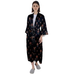 Funny Ugly Bird Drawing Print Pattern Maxi Satin Kimono by dflcprintsclothing