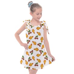 Oak Leaves And Acorns Kids  Tie Up Tunic Dress by SychEva