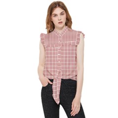 Abstrait Carreaux Rose/blanc Frill Detail Shirt