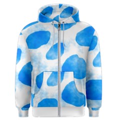 Cloudy Watercolor, Blue Cow Spots, Animal Fur Print Men s Zipper Hoodie by Casemiro