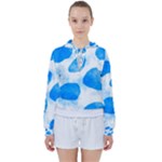 Cloudy watercolor, blue cow spots, animal fur print Women s Tie Up Sweat Cloudy watercolor, blue cow spots, animal fur print Women s Tie Up Sweat