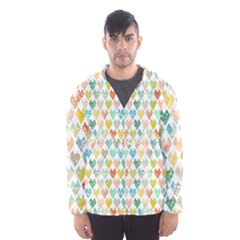 Multicolored Hearts Men s Hooded Windbreaker by SychEva