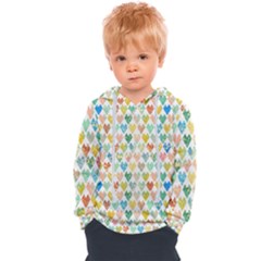 Multicolored Hearts Kids  Overhead Hoodie by SychEva